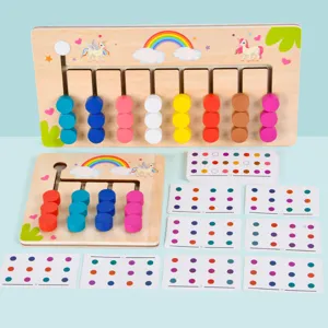 Wooden sliding color matching puzzle toy, logical thinking training early education game set.