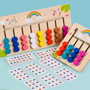 Kids wooden color sorting puzzle matching game early educational intelligence toy main view