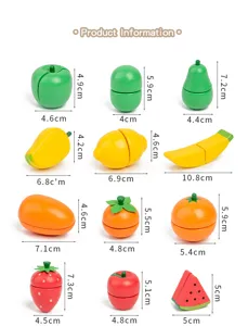 Wooden fruit cutting toy set for kids, early education sorting and color learning toy.