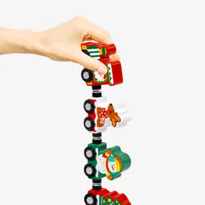 Kids magnetic Christmas wooden train toy educational early learning gift for boys and girls.