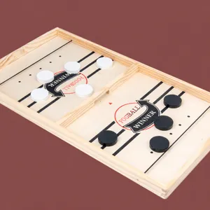 Wooden sling puck board game fast winner table battle interactive family toy for kids and adults
