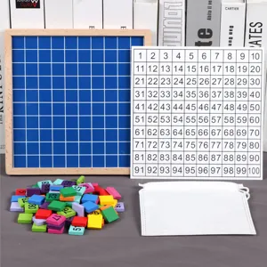 Gioco educativo Montessori tavola dei numeri 1-100 in legno per apprendimento matematica.