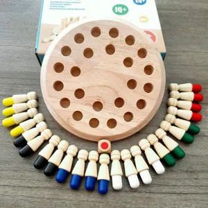 Wooden Memory Chess Game Board Montessori Educational Toy Color Recognition Focus Training Brain Teaser Gift For Kids