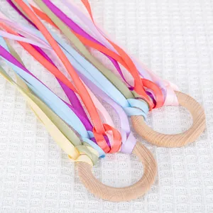 Kinder Regenbogen Band Holzring sensorische Tanzrequisiten für Kindergartenfrühsport