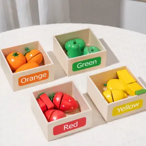 Wooden fruit sorting toy set for kids color learning and pretend play educational toys