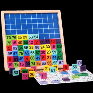 Montessori tavola numerica 1-100 in legno, puzzle educativo di matematica per bambini.