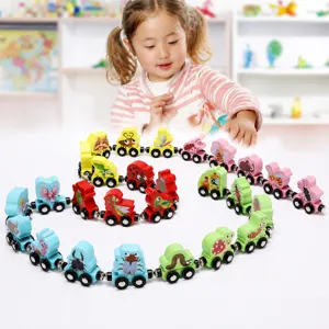 Holz magnetischer Insekten Zug Spielzeug für Kinder, bunte Bausteine Lernspielset neu.