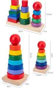 Montessori Holzstapel Regenbogen Turm Früherziehung Lernspielzeug Baby Sortierblöcke