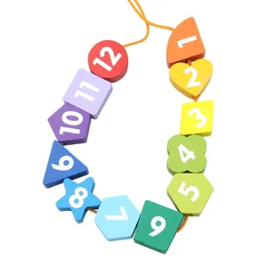 Kinder Holz digitale Form Schnürperlen Spielzeug pädagogische Früherkennung Puzzle Spiel.