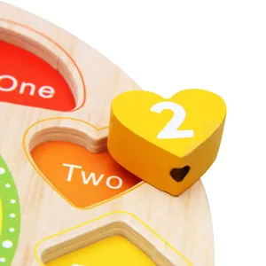 Pädagogisches Holz-Sortierspielzeug Uhr für Kleinkinder, Lernspielzeug mit Formen und Zahlen.