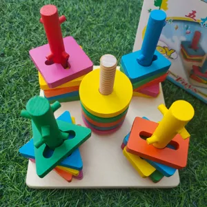 Holzform Sortier und Stapelspielzeug Montessori fruehe paedagogische kognitive Block Puzzles