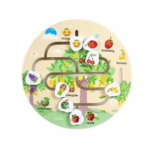 Wooden fruit maze puzzle toy for kids early education brain training interactive game board