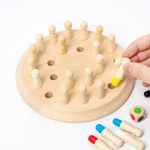 Wooden memory chess game for kids color matching board toy interactive family table game