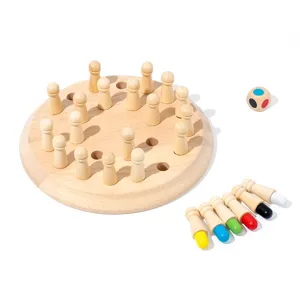 Wooden Memory Chess Game Kids Concentration Training Montessori Toy Board Game with Dice