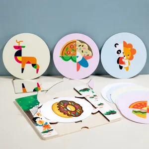 Jouet en bois de miroir de symétrie pour enfants entraînement logique spatiale intelligence.