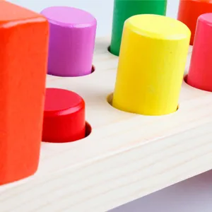 Wooden toddler pounding bench educational toy colorful pegs baby hammering coordination game