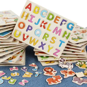 Tablero de Rompecabezas Montessori de Madera Juguete Educativo de Aprendizaje Temprano Alfabeto Animal Tráfico Tablero de Agarre Manual Para Niños
