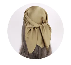 Sciarpa quadrata in raso tinta unita 70cm fascia per capelli foulard chic donna accessorio moda.