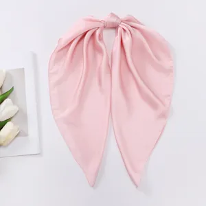 Sciarpa di seta raso rosa tinta unita 70cm elegante fascia per capelli donna accessori