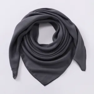 Solid color dark gray cotton linen square scarf 90cm vintage casual head wrap shawl for women.