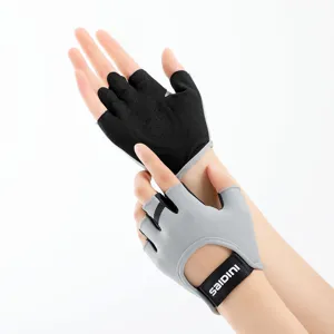Vingervrije fitness handschoenen voor heren en dames outdoor sport fietsen ademend antislip grijs