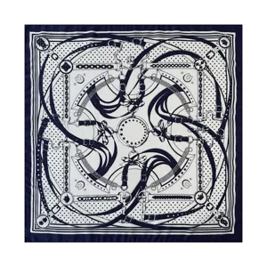Classic equestrian print silk square scarf 68cm vintage retro neckerchief for women fashion