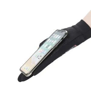 Men touchscreen ice silk gloves outdoor cycling driving anti-slip sun protection black summer