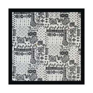 Black and white paisley print square scarf 68cm fashion headscarf chic neckerchief woman.