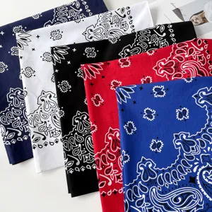 Classic paisley printed cotton bandana square scarf multi-color set for women head wrap.