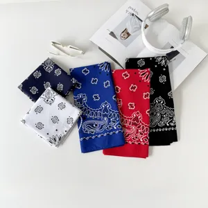 Paisley bandana square scarf cotton head wrap multi-color fashion accessory detail view 68cm