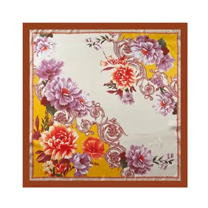 Vintage floreale raso seta quadrato sciarpa 90cm versatile elegante foulard donna stile