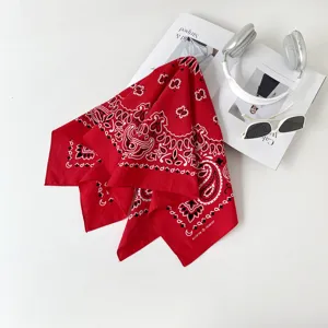 Red paisley bandana cotton square scarf fashion headwear multi-use neckerchief chic style