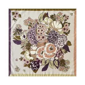 Vintage floral print μεταξωτό τετράγωνο μαντήλι 68cm κομψό γυναικείο αξεσουάρ λαιμού