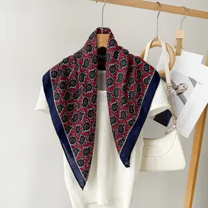 Chic paisley print square silk scarf 68cm women fashion elegant headscarf neckerchief shawl