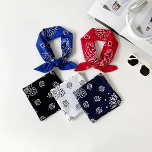 Fashion paisley bandana square scarf 68cm cotton head wrap for women stylish accessories