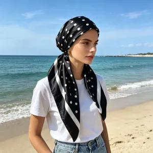 Women Satin Turban Hat Elegant Printed Head Wrap Summer Sun Protection Elastic Cap Fashion Hair Accessories