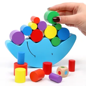 Gioco di equilibrio in legno Montessori torre impilabile colorata giocattolo bambini