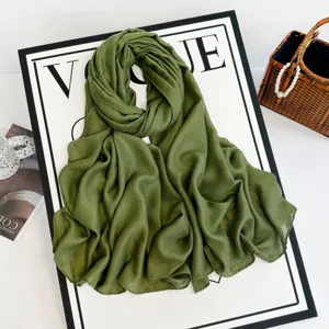 Donna Tinta Unita Sciarpa Lunga Leggero Scialle in Rayon Morbido Frange Foulard Accessori da Viaggio Giornalieri