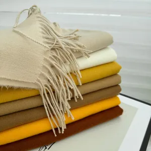 Cozy solid color imitation cashmere winter scarf with tassel long warm shawl for women