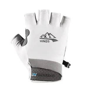 Summer ice silk half-finger cycling gloves, breathable UV protection for outdoor sports.