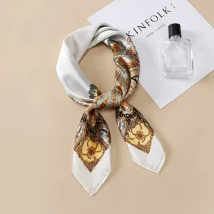 Cross-border 70cm paisley print imitation silk square scarf versatile elegant neckerchief
