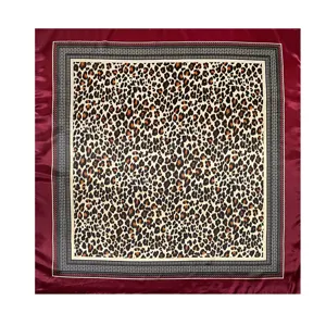 Leopard print square scarf 90cm women satin headscarf fashion chic neckerchief shawl.