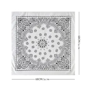 Fashion black and white paisley bandana square scarf 68cm cotton silk hair wrap headscarf