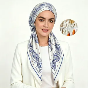 Satin Paisley Damen Kopftuch Kappe, eleganter sommerlicher Sonnenschutz atmungsaktives Hijab.