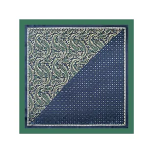 Women vintage paisley and polka dot satin square scarf 90cm elegant headscarf shawl