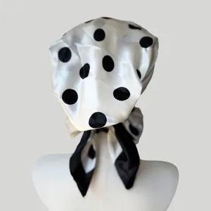Women satin polka dot head scarf cap summer sun protection fashion hair wrap stylish headwear
