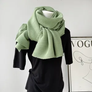 Effen geplooide lange sjaal voor dames, zachte imitatiekasjmier winter nekwarmer.