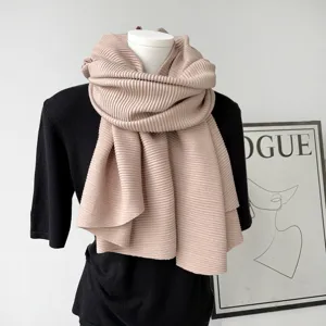 Comfortabele effen geplooide lange sjaal vrouwen winter warm zacht kasjmier gevoel mode omslagdoek