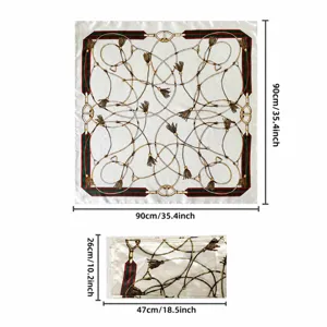 Lujo vintage pañuelo cuadrado de seda con estampado de cadena, elegante bufanda 90x90cm.