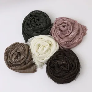 Elegante sciarpa in pizzo poliestere cotone tinta unita scialle sottile garza donna.